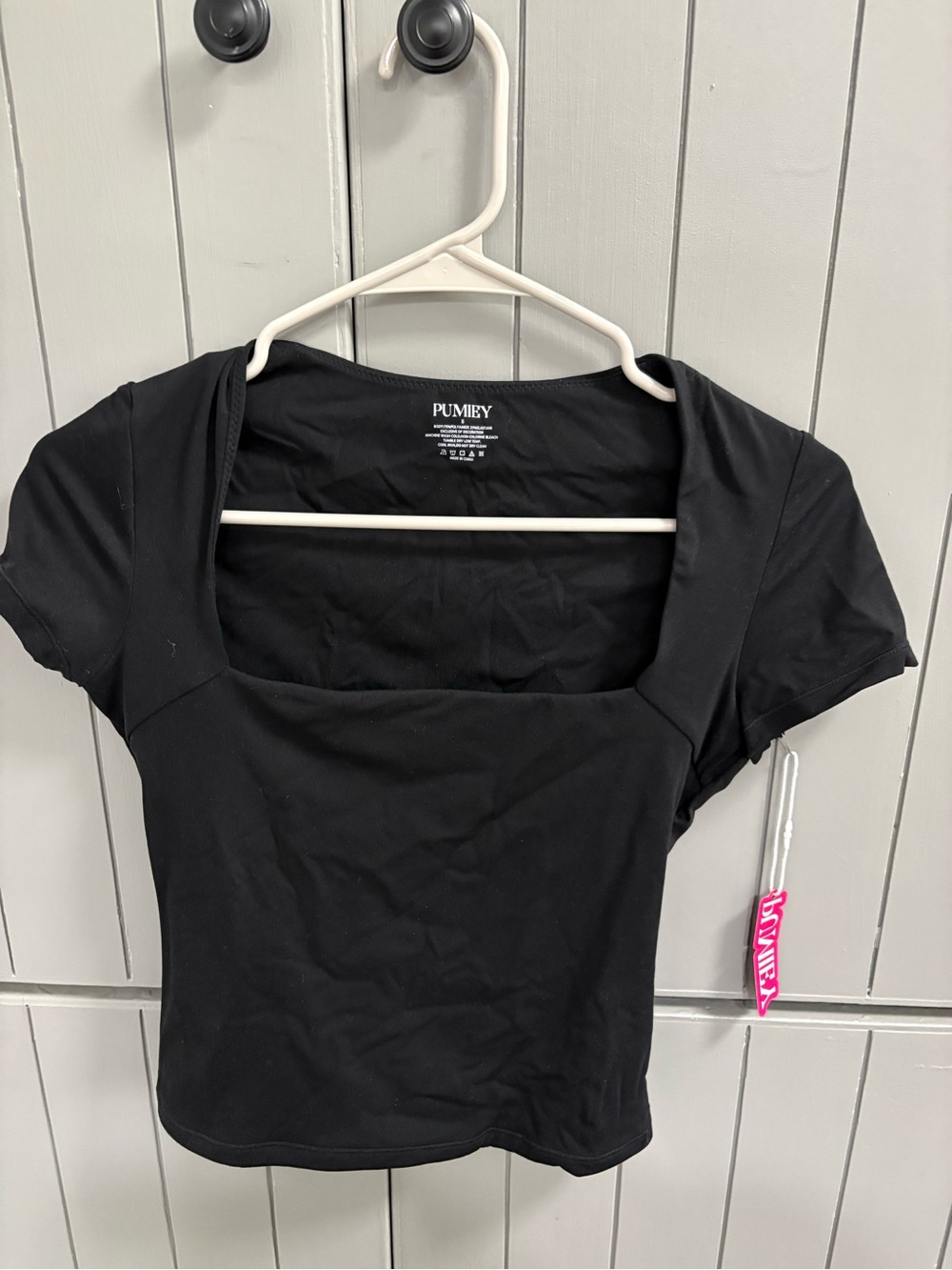 Pumiey Black Square Neck Crop Top